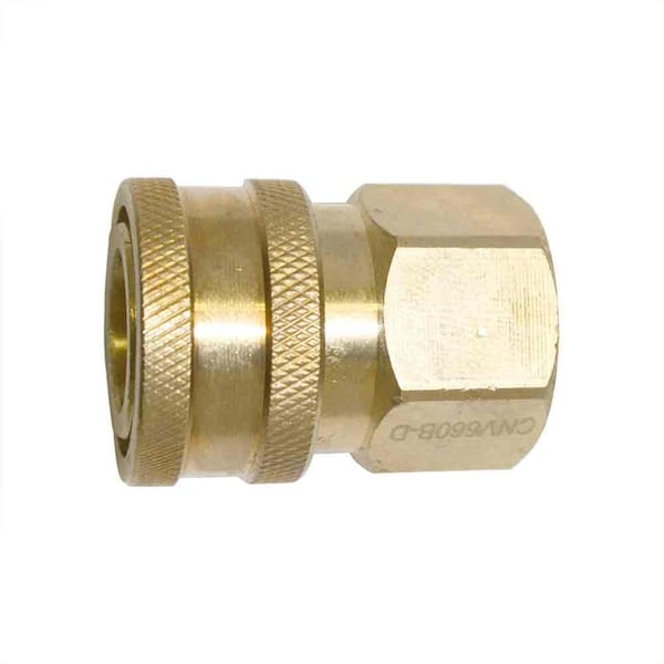 Interstate Pneumatics 3/8 Inch Straight Through Brass Coupler x 3/8 Inch Female NPT (no valve), PK 50 CNV660B-50K - main